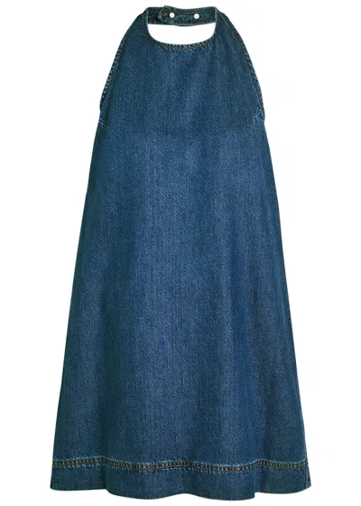 Reformation Avielle Denim Mini Dress In Blue
