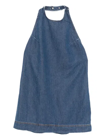 Reformation Avielle Lived-in Denim Mini Dress Blue Large