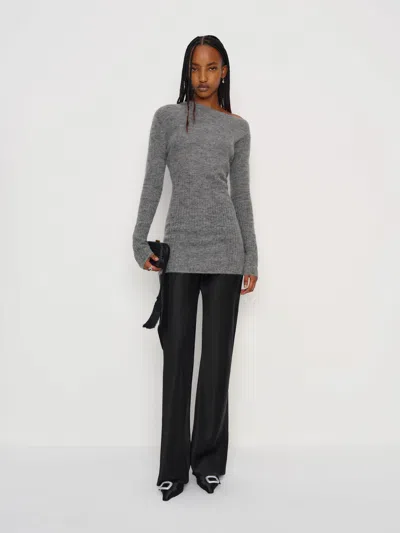 Reformation Avril Fine Alpaca Sweater Grey Large In Gray