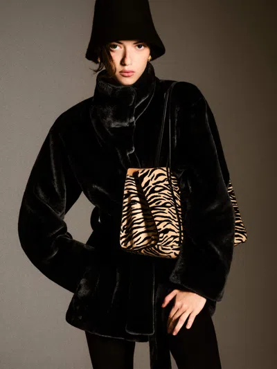 Reformation Ayla Coat Black Fur Large