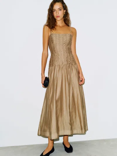 Reformation Azure Dress In Brown