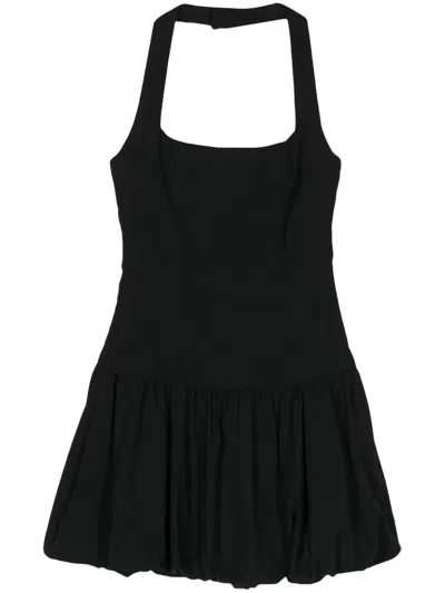 Reformation Womens Black Babette Halterneck Organic-cotton Stretch Mini Dress