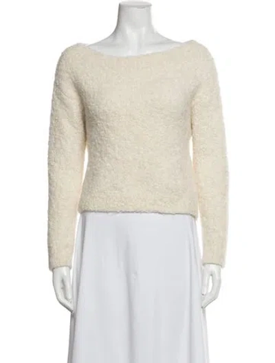 Pre-owned Reformation Baby Alpaca Bateau Neckline Sweater In White