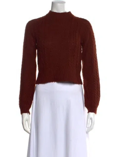Pre-owned Reformation Baby Alpaca Mock Neck Sweater In Brown