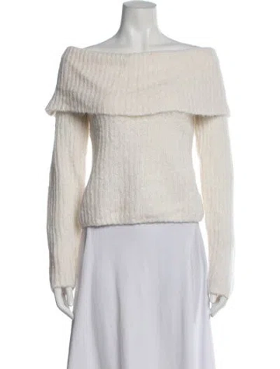 Pre-owned Reformation Baby Alpaca Off-the-shoulder Sweater In Neutral