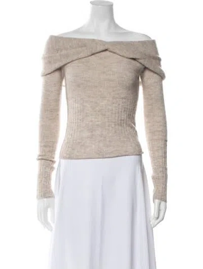 Pre-owned Reformation Baby Alpaca Off-the-shoulder Sweater In Neutrals