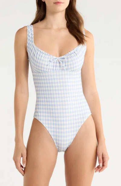 Reformation Bahia Gingham One-piece Swimsuit In White