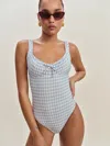 Reformation Bahia One Piece Swimsuit In Crystal Check