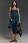 Reformation Balia Denim Midi Dress In Blue