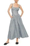 Reformation Balia Gingham Linen Sundress In Slate Check