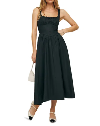 Reformation Balia Linen Dress In Black