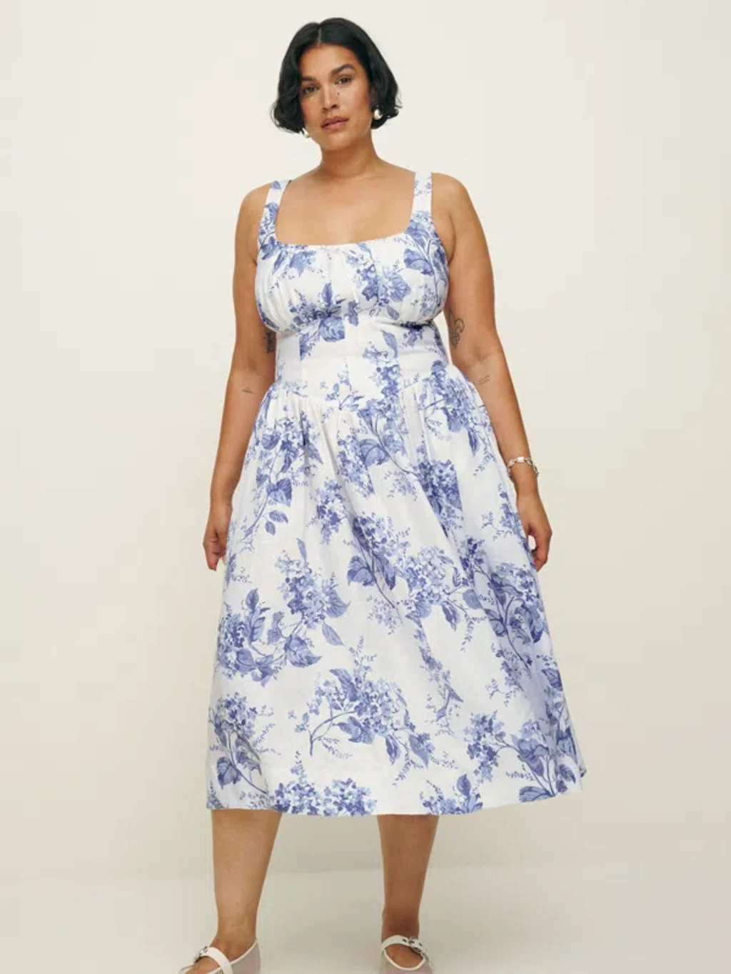 Reformation Balia Linen Dress Es In Lupine | ModeSens