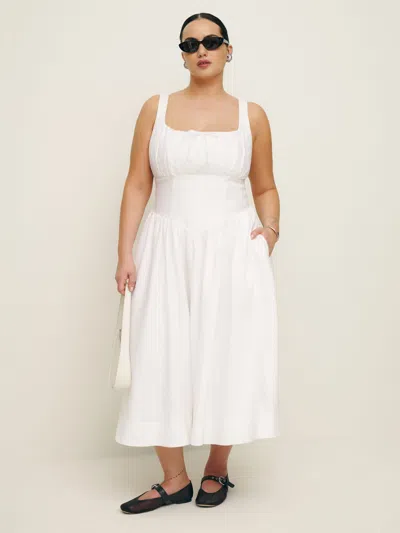 Reformation Balia Linen Dress Es In White