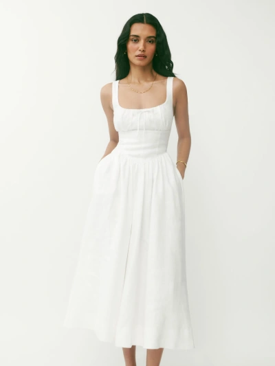 Reformation Balia Linen Dress In White
