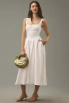 Reformation Tagliatelle Linen Midi Dress In White