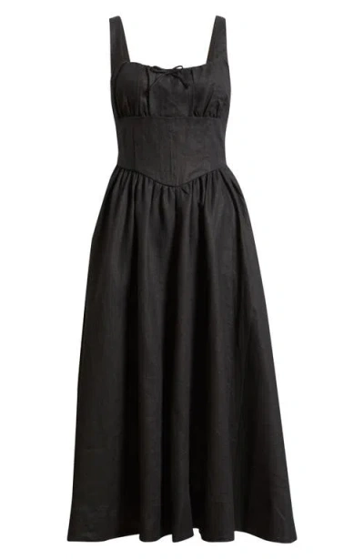 Reformation Balia Linen Sundress In Black