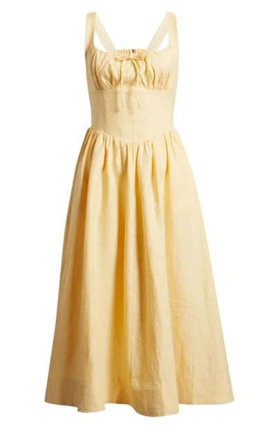 Reformation Balia Linen Sundress In Yellow