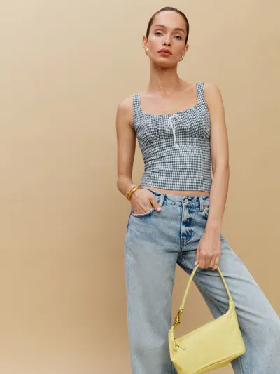 Reformation Balia Linen Top In Slate Check