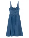 Reformation Balia Denim A-line Midi Dress In Blue