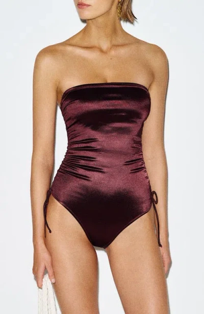 Reformation Bandi One-piece Swimsuit In Burgundy