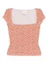 Reformation Floral-print Stretch-jersey Top In Orange