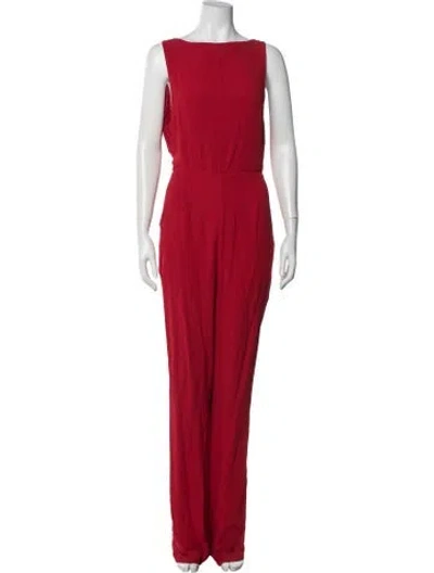 Pre-owned Reformation Bateau Neckline Jumpsuit In Red