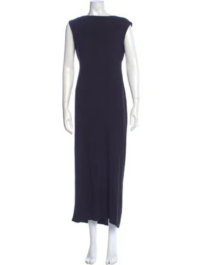Pre-owned Reformation Bateau Neckline Long Dress In Blue