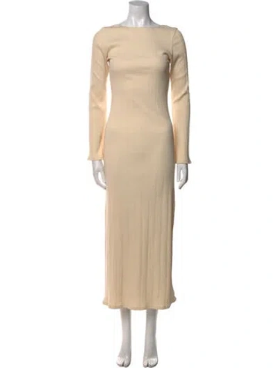 Pre-owned Reformation Bateau Neckline Long Dress In Neutral