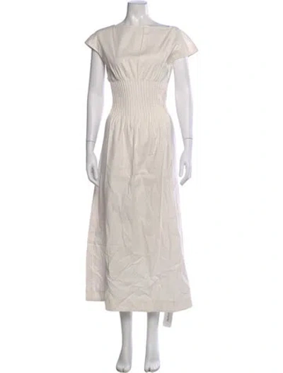 Pre-owned Reformation Bateau Neckline Long Dress In Neutral