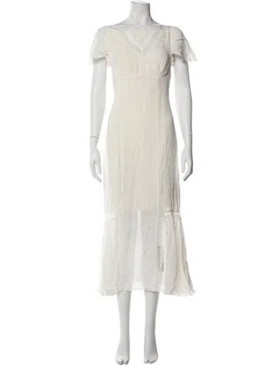 Pre-owned Reformation Bateau Neckline Long Dress In White
