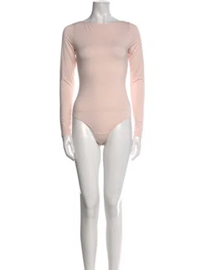 Pre-owned Reformation Bateau Neckline Long Sleeve Bodysuit In Pink