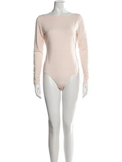 Pre-owned Reformation Bateau Neckline Long Sleeve Bodysuit In Pink