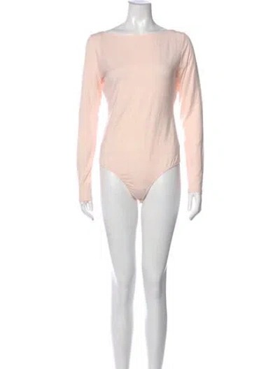 Pre-owned Reformation Bateau Neckline Long Sleeve Bodysuit W/ Tags In Pink