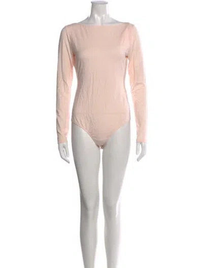 Pre-owned Reformation Bateau Neckline Long Sleeve Bodysuit W/ Tags In Pink