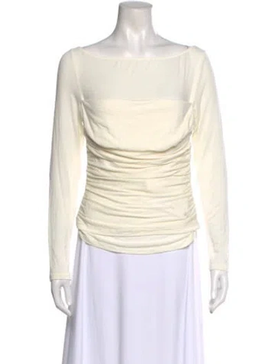 Pre-owned Reformation Bateau Neckline Long Sleeve Top In Neutral