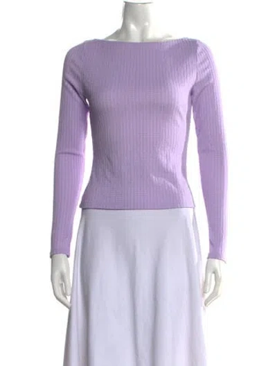 Pre-owned Reformation Bateau Neckline Long Sleeve Top In Purple