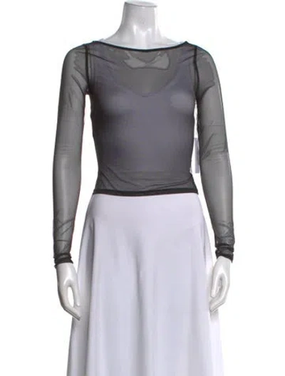 Pre-owned Reformation Bateau Neckline Long Sleeve Top W/ Tags In Black