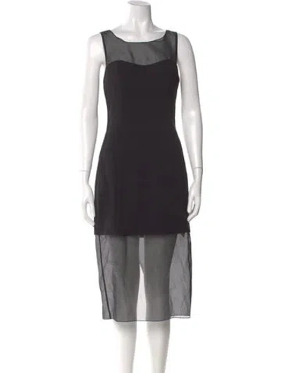 Pre-owned Reformation Bateau Neckline Midi Length Dress In Black