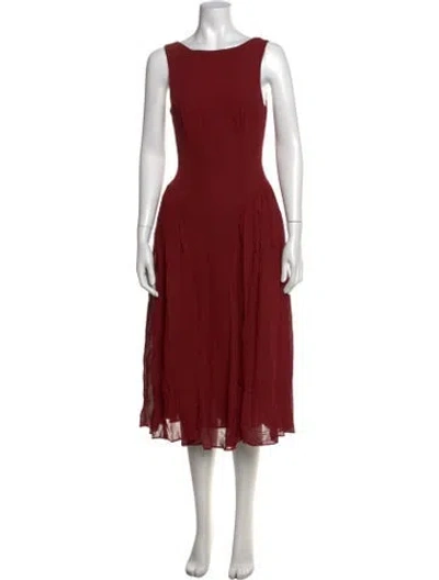 Pre-owned Reformation Bateau Neckline Midi Length Dress In Red
