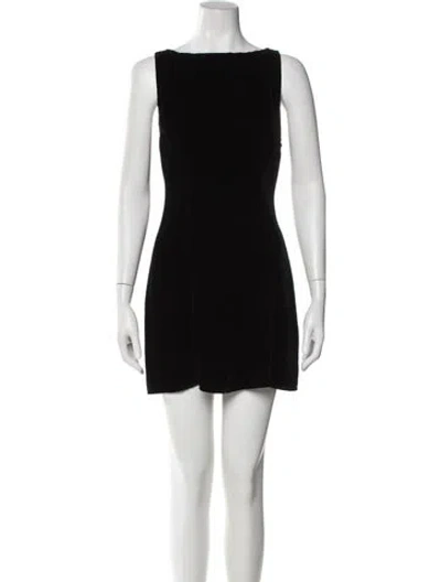 Pre-owned Reformation Bateau Neckline Mini Dress In Black