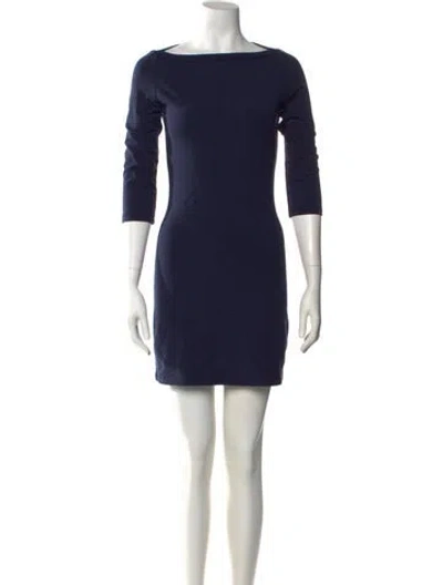 Pre-owned Reformation Bateau Neckline Mini Dress In Blue