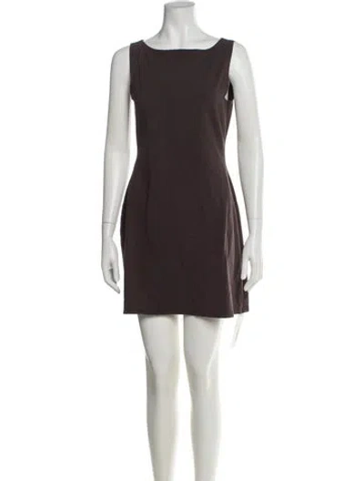 Pre-owned Reformation Bateau Neckline Mini Dress In Brown