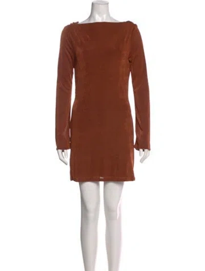 Pre-owned Reformation Bateau Neckline Mini Dress In Brown