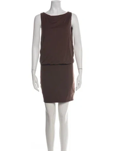 Pre-owned Reformation Bateau Neckline Mini Dress In Brown