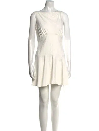 Pre-owned Reformation Bateau Neckline Mini Dress In Neutral