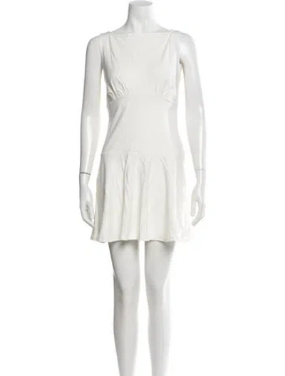 Pre-owned Reformation Bateau Neckline Mini Dress In Neutral