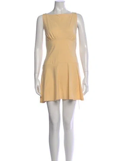 Pre-owned Reformation Bateau Neckline Mini Dress In Yellow