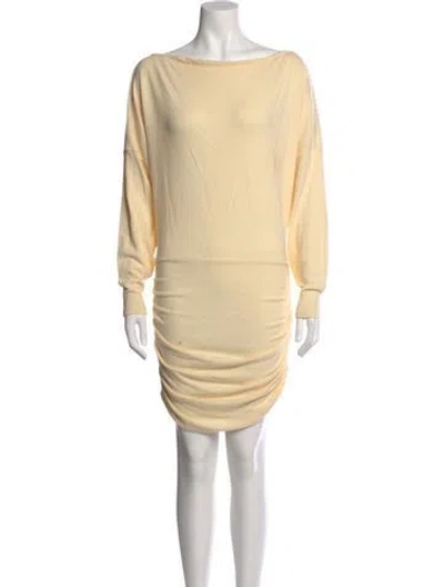 Pre-owned Reformation Bateau Neckline Mini Dress In Yellow