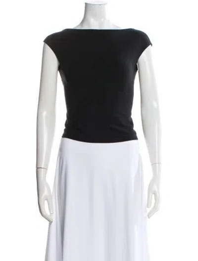 Pre-owned Reformation Bateau Neckline Short Sleeve Top In Black
