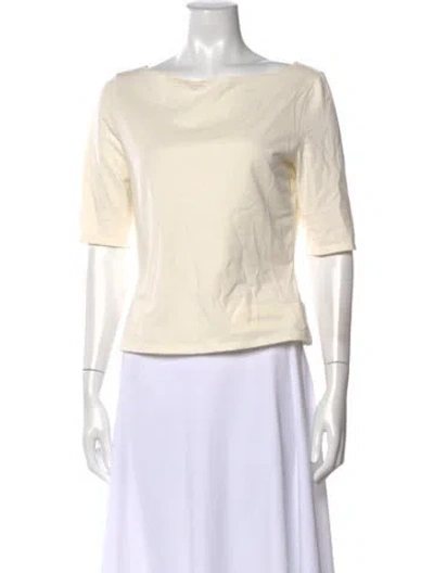 Pre-owned Reformation Bateau Neckline Short Sleeve Top In White